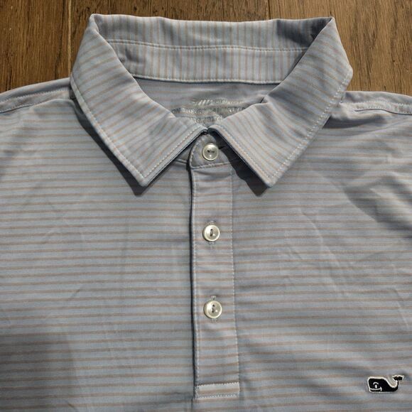 Vineyard Vines Polo Shirt Mens Striped Stretch OTG On The Go Sankaty Large L - Picture 3 of 9